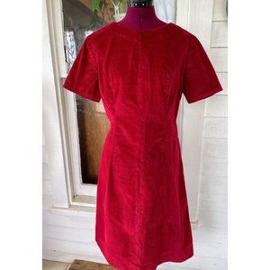 Vintage 1970s Red Corduroy Fitted Dress Size M